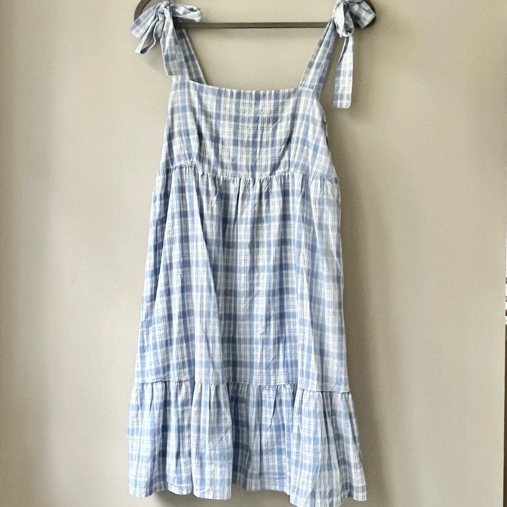 Petal & Pup Light Blue Plaid Midi Dress - Picture 2 of 8